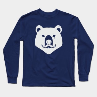 The Bear Head with Mustache (White Version) Long Sleeve T-Shirt